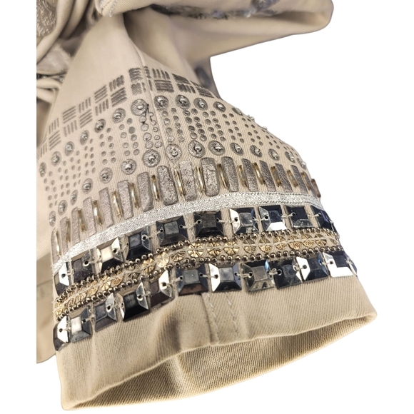 Chico's Beige Jean Jacket with Silver Details - Picture 7 of 9